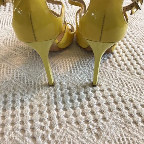Jimmy Choo London women's shoes 4" heel yellow patent leather strappy size 38/8 - Picture 6 of 14